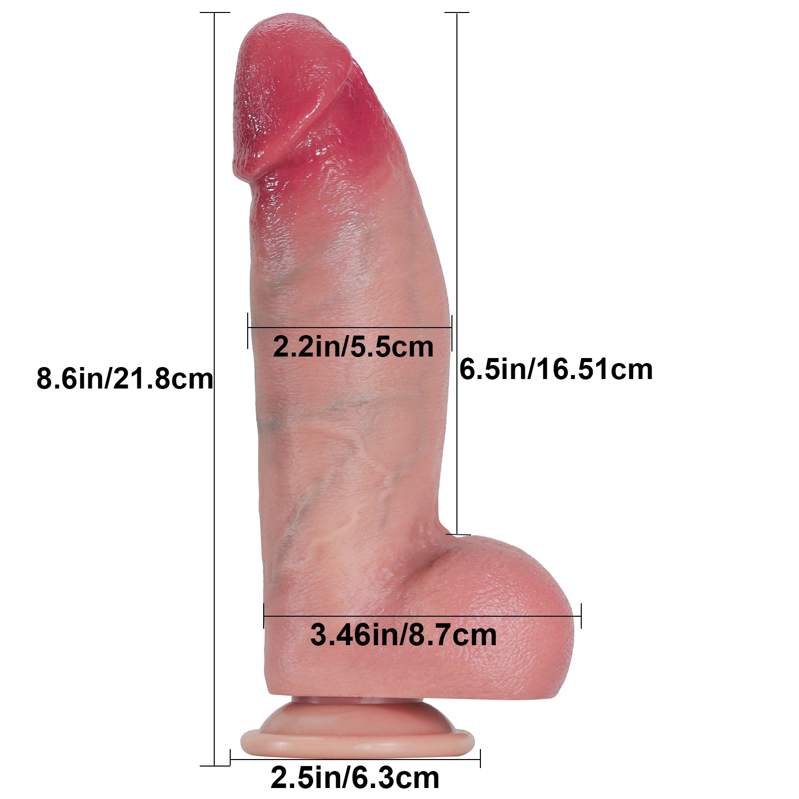 8.6" Flesh Silicone Thrusting  Dildo with 3 Modes Frequency Pulsating