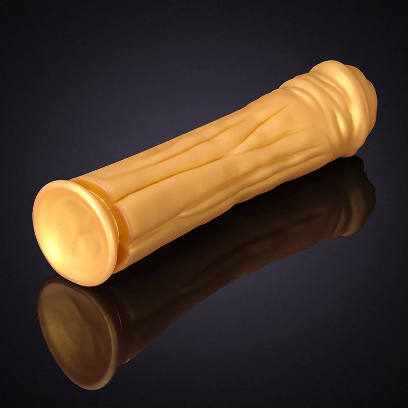 12.6Inch Super Thick Gold Silicone Horse Dildo With Large Suction Cup