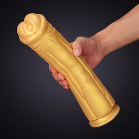 12.6Inch Super Thick Gold Silicone Horse Dildo With Large Suction Cup