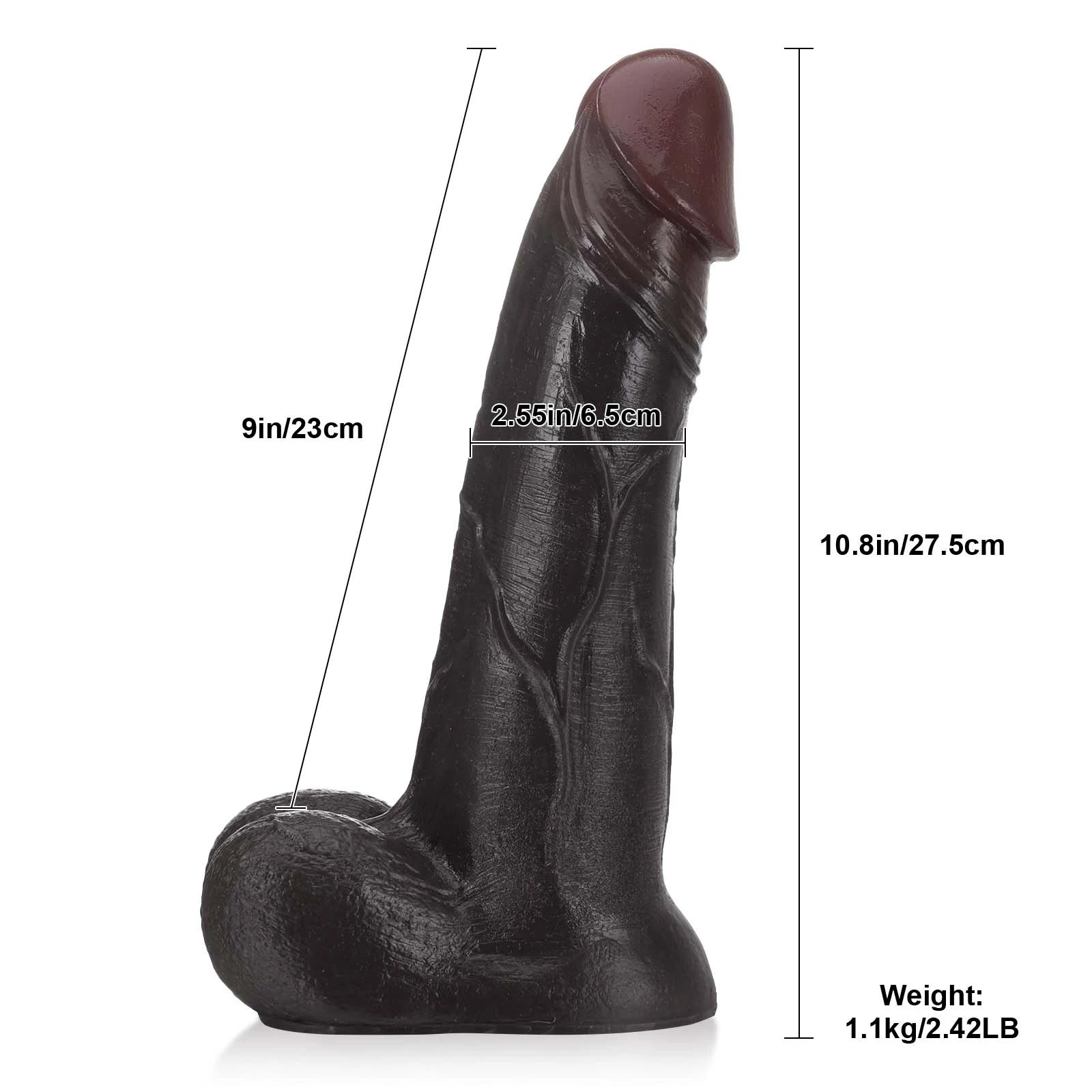 10.8" Thick Sliding Skin Vac-U-Lock Dildo with Moving Balls