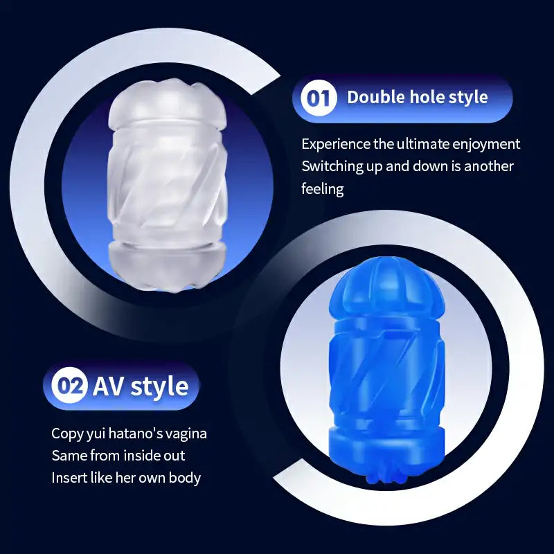 Two-handle Auto Quickshot Stroker with 2 Different Textured Sleeves 10 Thrusting Modes & Speeds