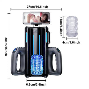 Two-handle Auto Quickshot Stroker with 2 Different Textured Sleeves 10 Thrusting Modes & Speeds