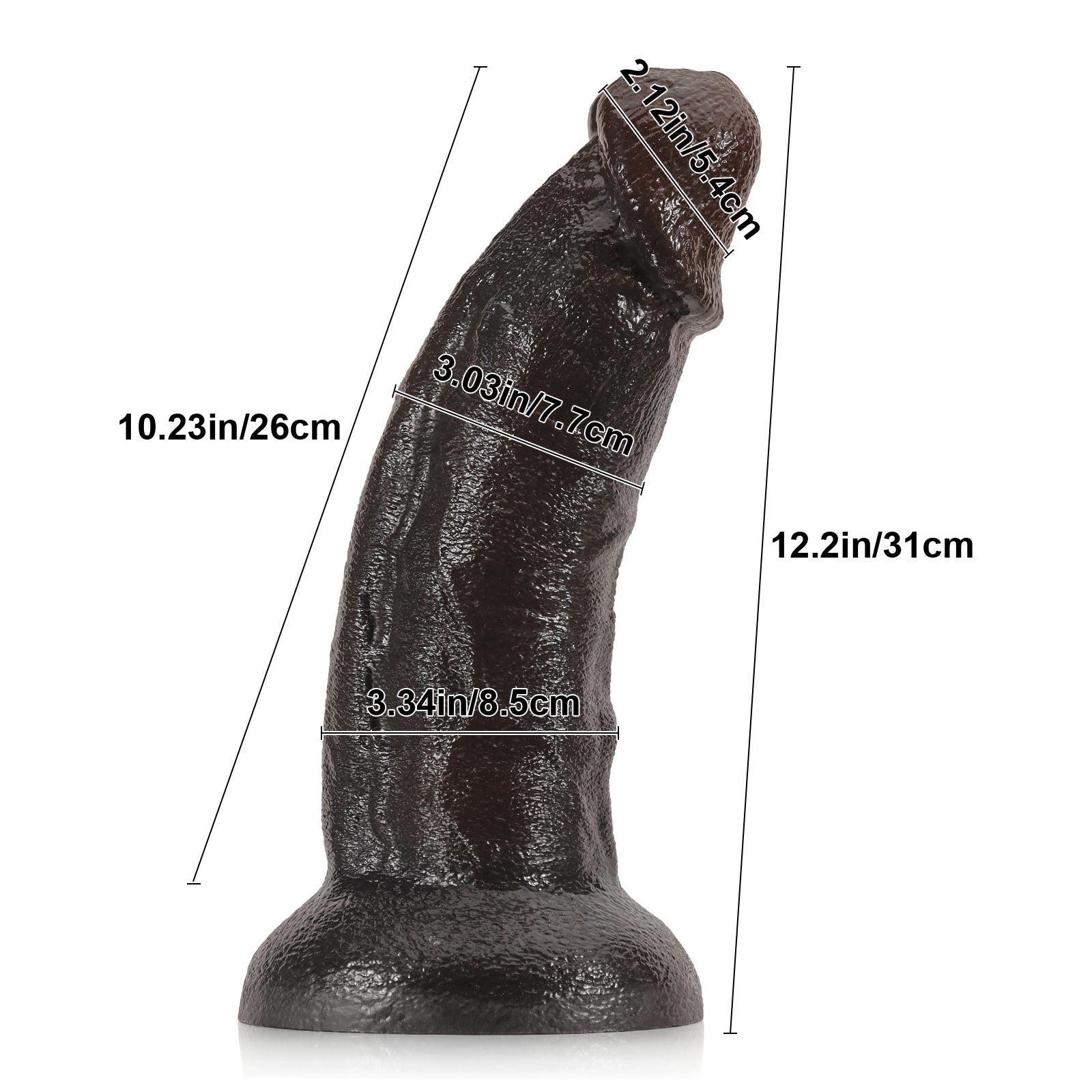 8.6"-12" Strong Suction Cup Silicone Black Anal Dildo