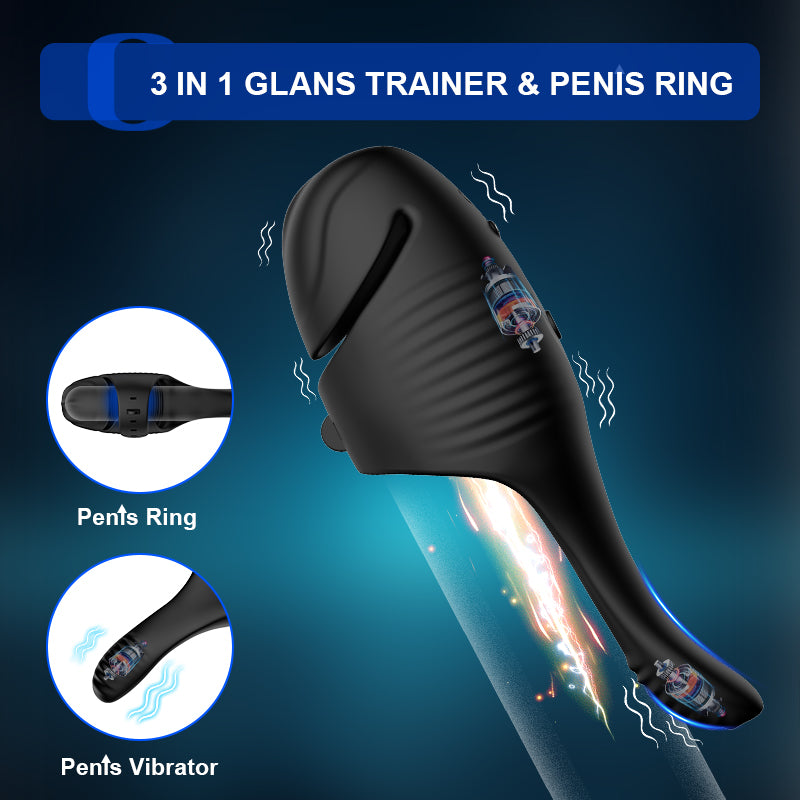 Glans Trainer with Dual Motors 10 Vibration Modes & Adjustable Buckle