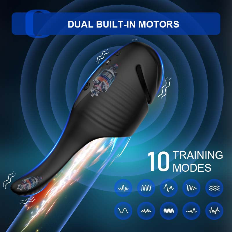 Glans Trainer with Dual Motors 10 Vibration Modes & Adjustable Buckle