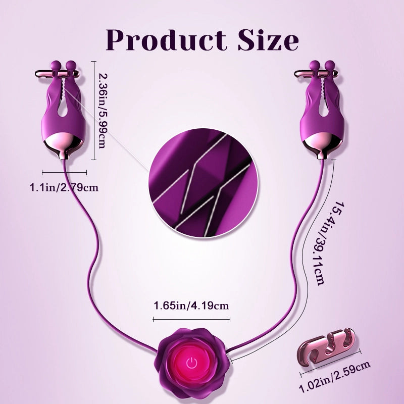 Adjustable Vibrating Nipple Clamp with Rosette Switch