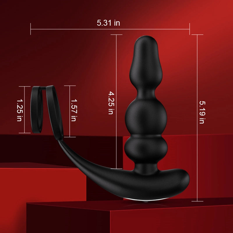 Wearable Beaded Prostate Massager 9 Rotation & Vibration Modes Remote Control