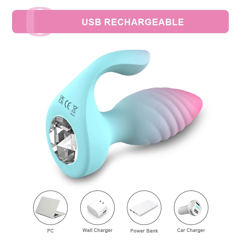 2 In 1 Butt Plug 10 Vibration Remote Control Anal Clitoris Stimulator