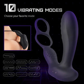10 Vibrating Heating Function Prostate Massagers With Double Cock Ring