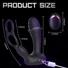 10 Vibrating Heating Function Prostate Massagers With Double Cock Ring