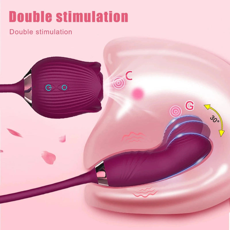 10 Vibration & 10 Suction Modes Powerful Rose Vibrator