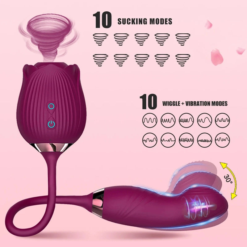 10 Vibration & 10 Suction Modes Powerful Rose Vibrator