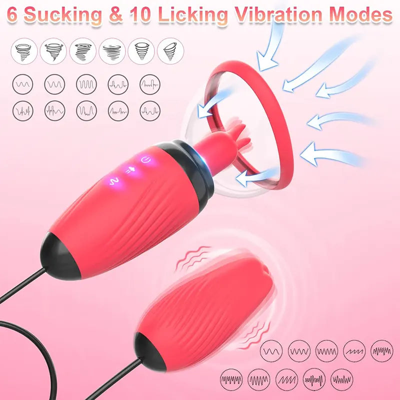 6 Sucking & 10 Licking Vibrating Modes Nipple Sucker Toys