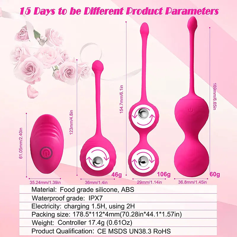 3Pcs Remote Control Woman Silicone Kegel Balls