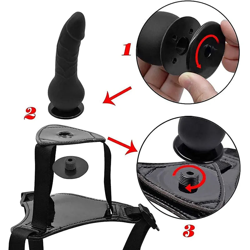 5.5Inch Adjustable Strap On Harness Silicone Dildo