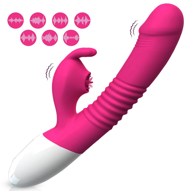 7 Vibration & Licking Modes Double Penetration Rabbit Vibrator